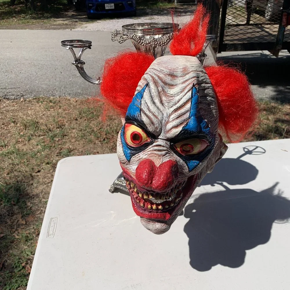 MASK -Vintage Halloween Horror Clown Scary Big Eyes W/ Red Hair Cosplay Costume